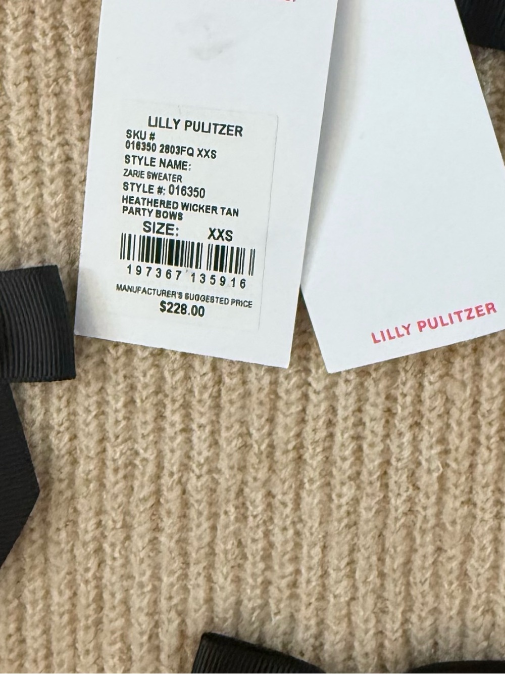Lilly Pulitzer, brand new zarie Bow-Appliqué Crewneck Sweater, runs big sz XXS - Picture 6 of 7